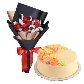 6 Pcs. Red Roses with Vanilla Cake By Max's